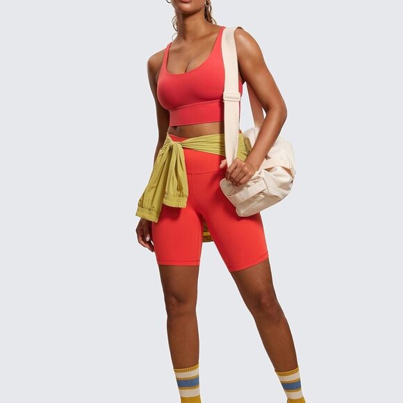 Womens Strappy Longline Sports Bra - Medium Impact Criss Cross Yoga Padded Worko - Picture 3 of 5